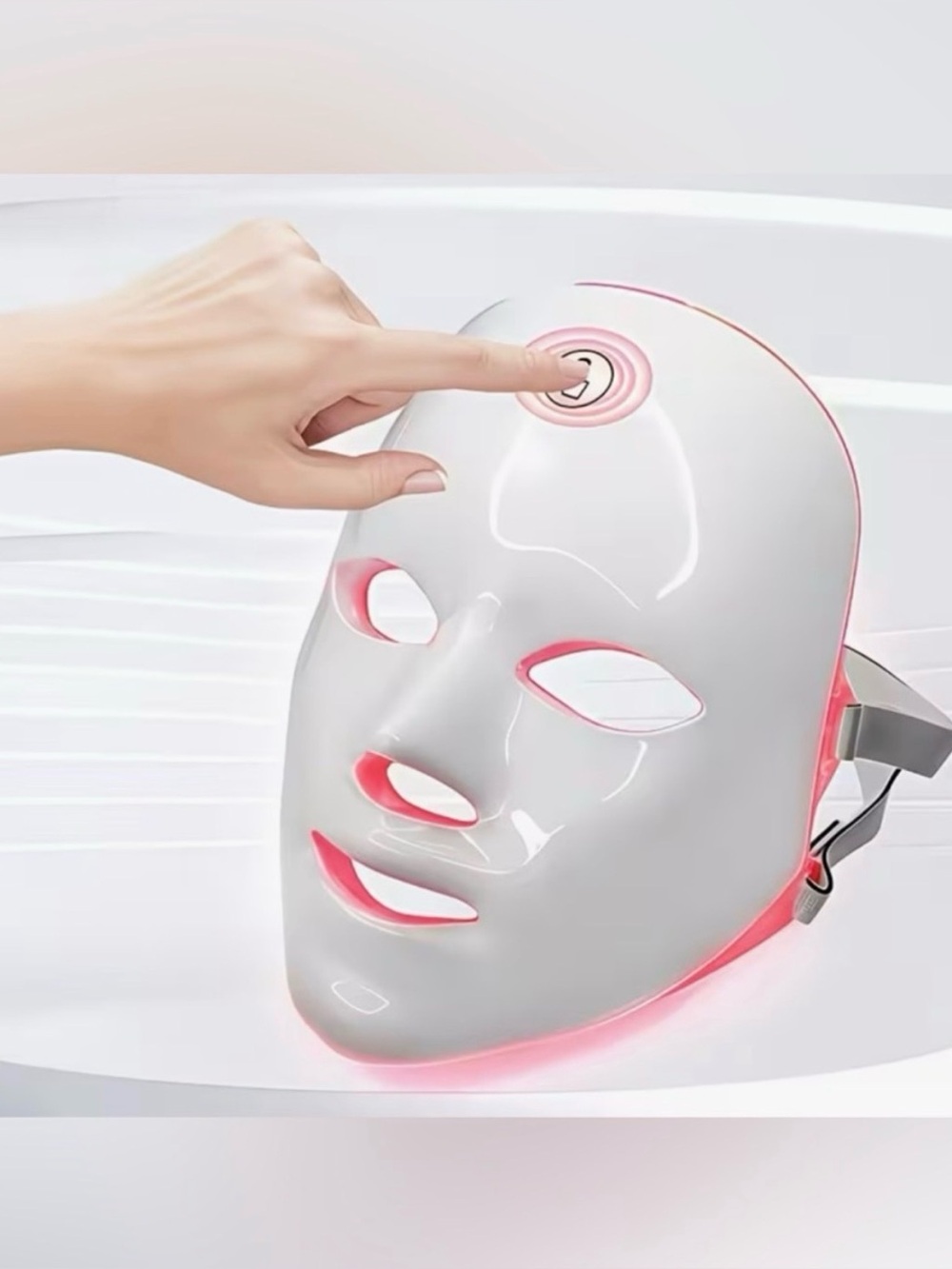 LED Photon Therapy Facial Mask - White & Pink